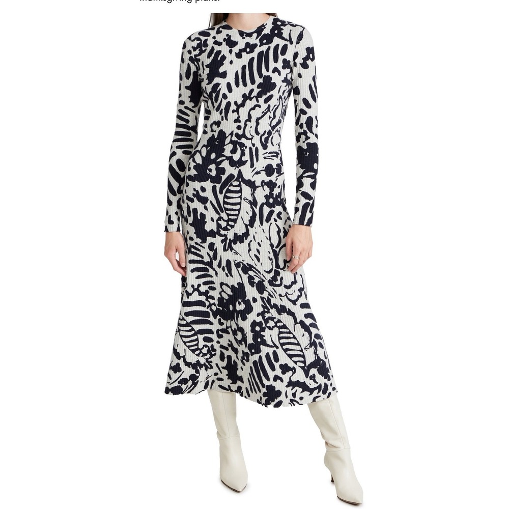 Tanya Taylor Floral Maxi Sweater Dress Size Small Long Merino Wool Minimalist